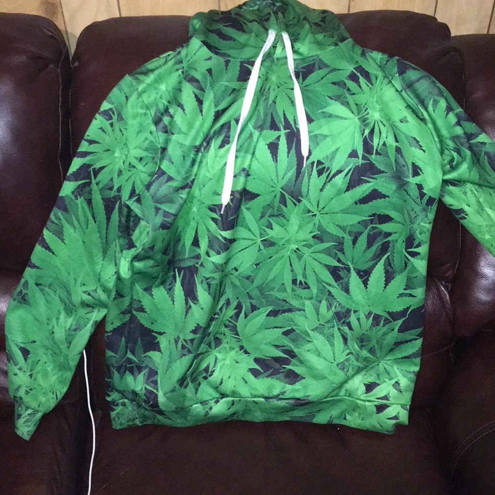 Men’s floral green nylon material hoodie